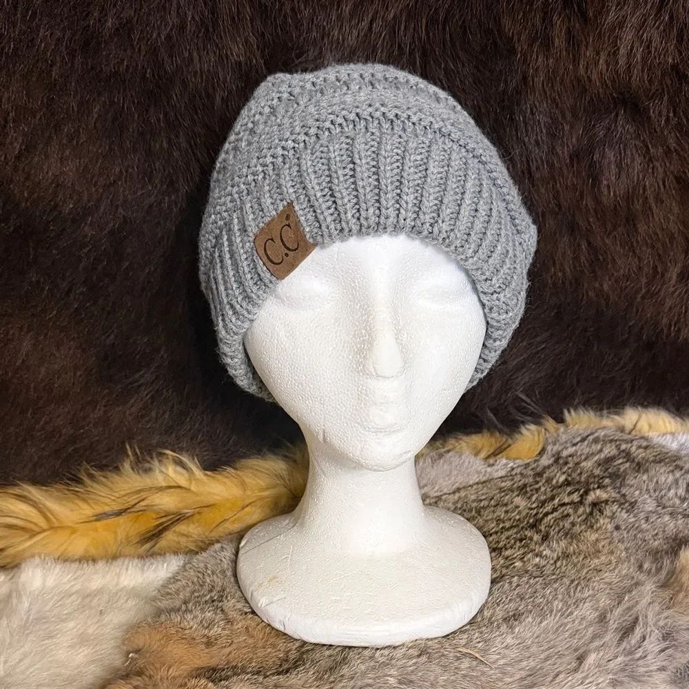 C.C Light Gray Knit Hat OS (4200A)
